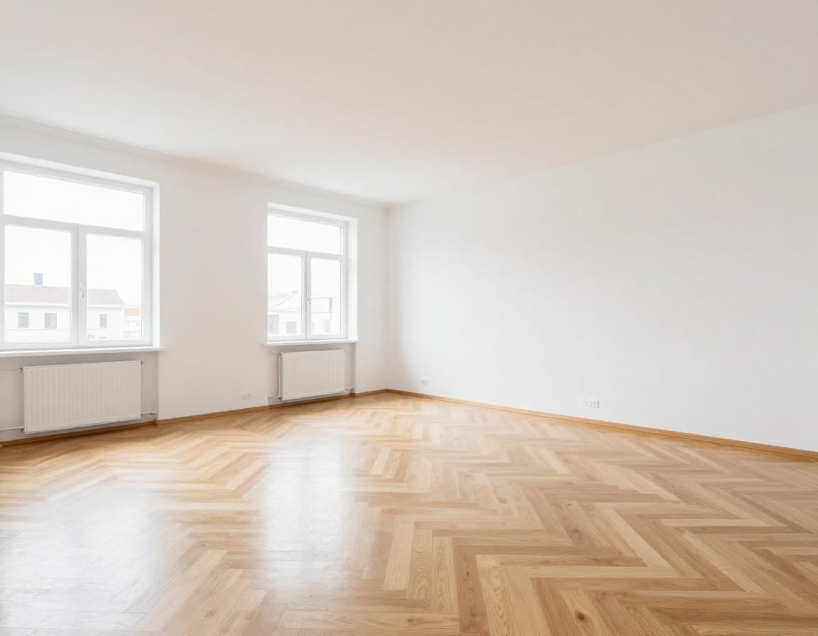 Leerer Raum vor Virtual Staging im Immobilien Marketing Vergleich