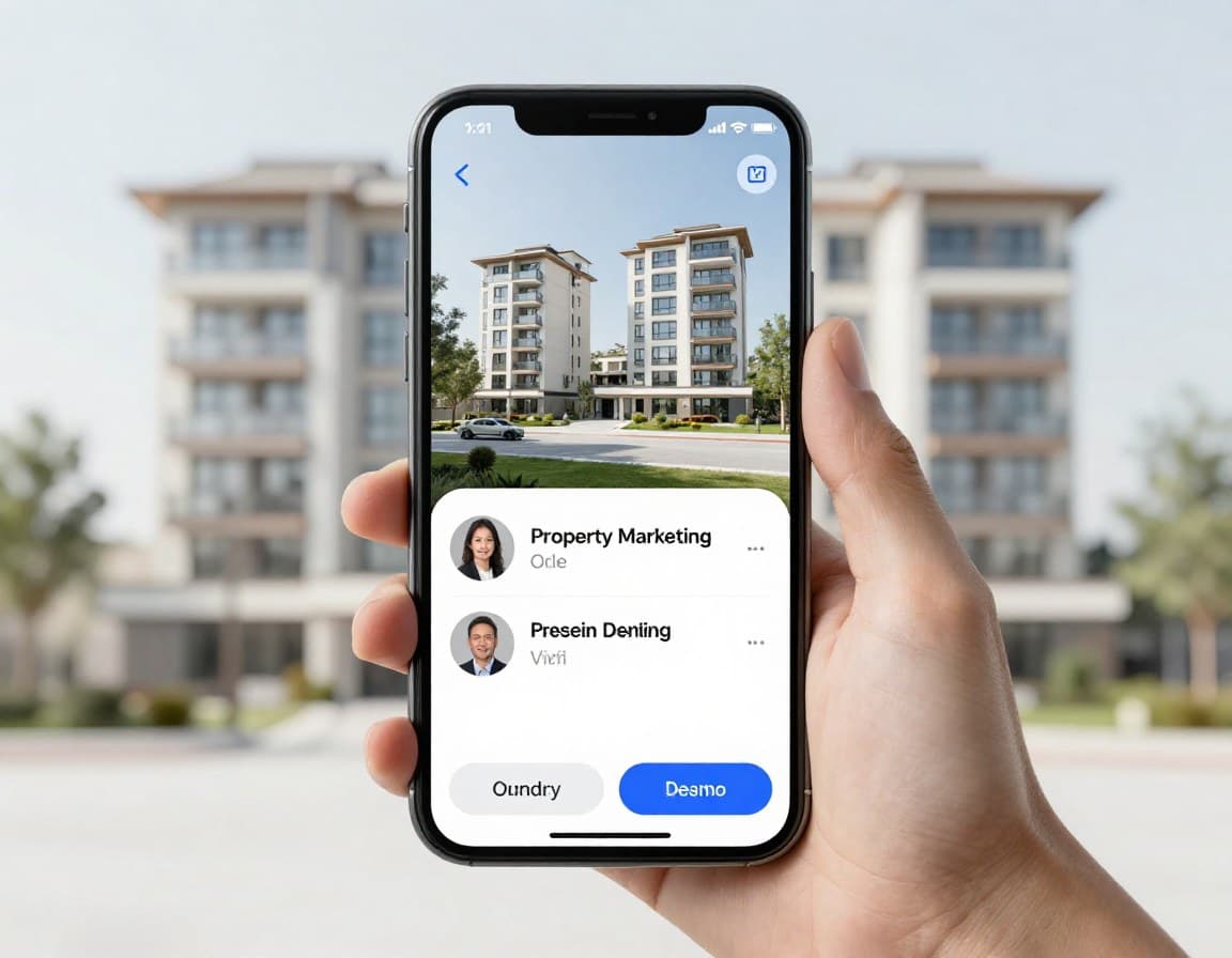 Smartphone mit KI-Chat zur automatischen Lead-Qualifizierung — Immobilien-Interessent wird per KI vorqualifiziert