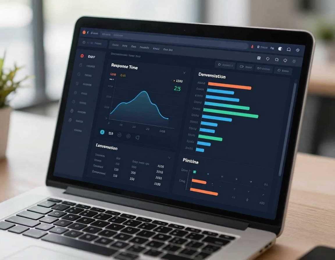 CRM-Dashboard für Immobilienmakler — Reaktionszeit-Metriken und Lead-Conversion-Statistiken auf Laptop-Bildschirm