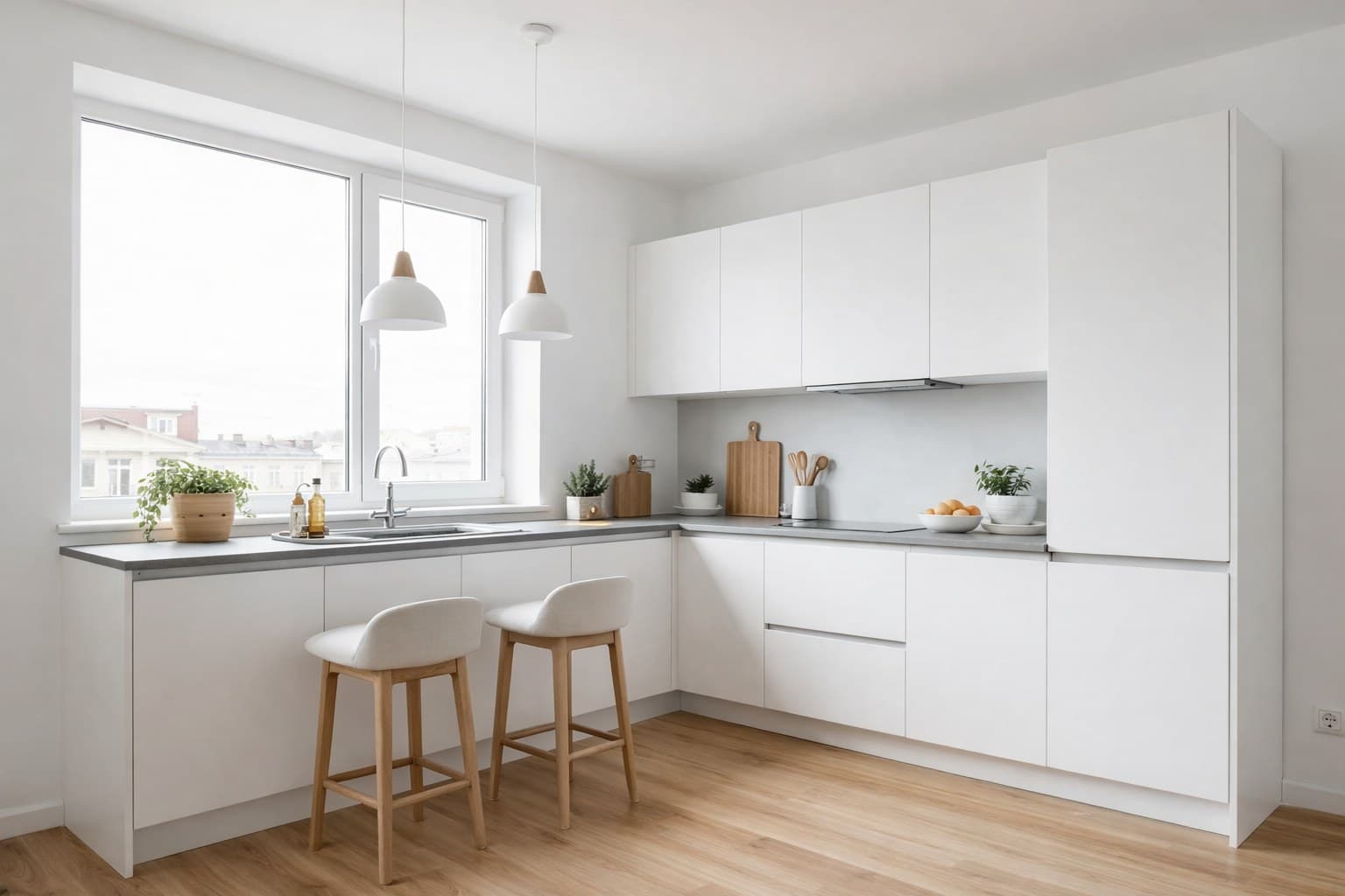 KI Immobilienvideo Ergebnis — virtuell gestagete Küche im skandinavischen Stil als Video-Grundlage