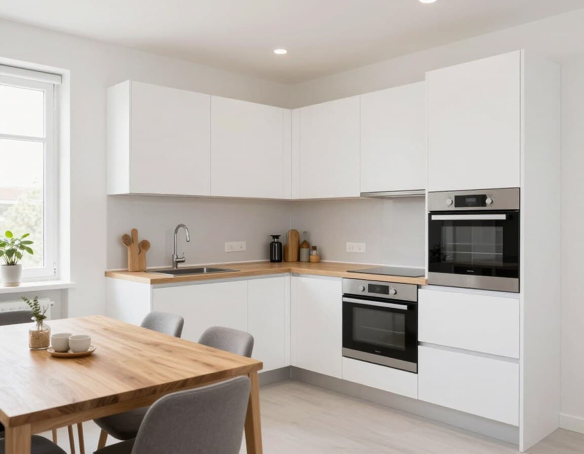 Immobilie ohne Makler verkaufen — Küche für professionelle Fotos vorbereitet