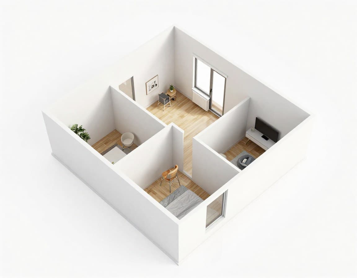 3D Grundriss erstellen aus Foto — Beispiel eines professionellen 3D Grundrisses einer europäischen Wohnung