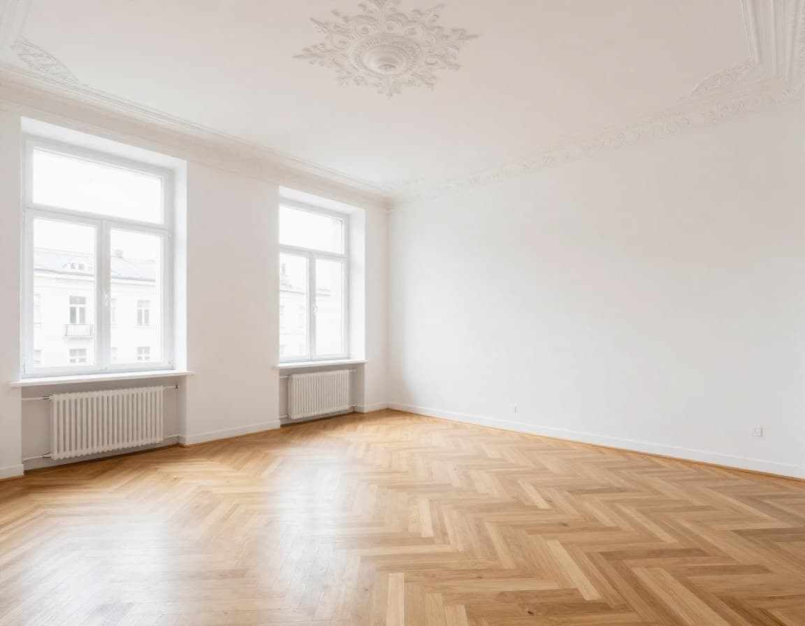 Best virtual staging tools Europe — bright empty European Altbau apartment ready for AI staging