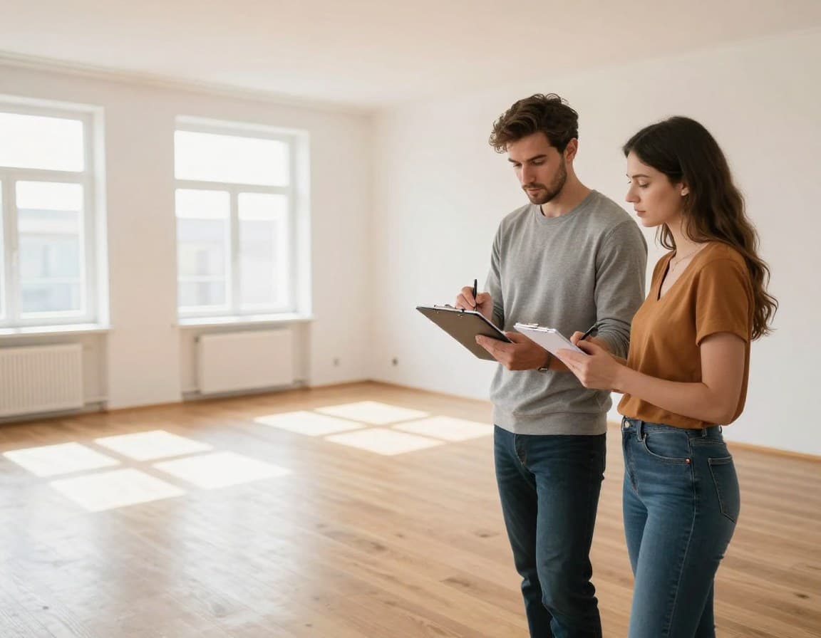 Käufer machen sich Notizen während einer Immobilienbesichtigung