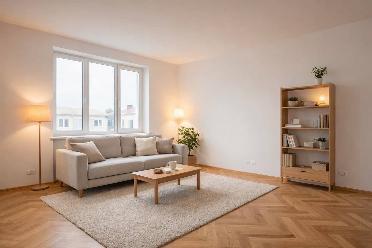 Raum nach Virtual Staging mit KI-Möblierung