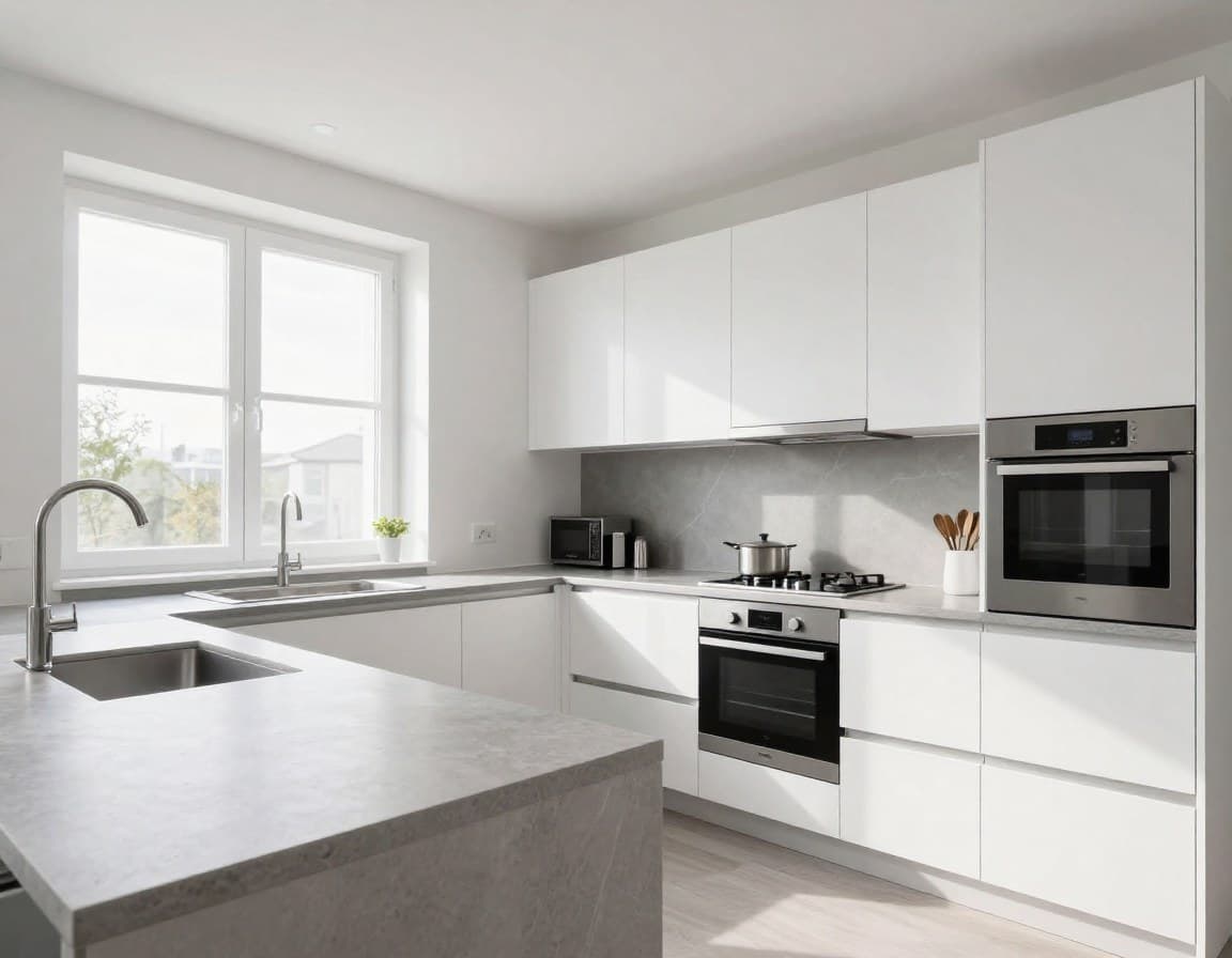 Immobilienfotografie Kosten — Professionelles Immobilienfoto einer modernen Kueche mit natuerlichem Licht