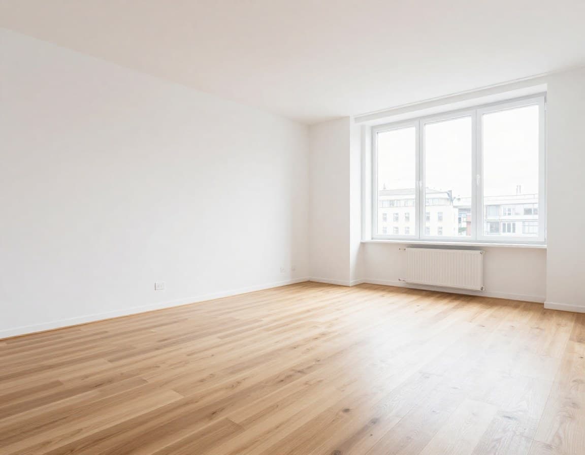 Immobilienfotografie Kosten — Leeres Wohnzimmer vor dem virtuellen Staging