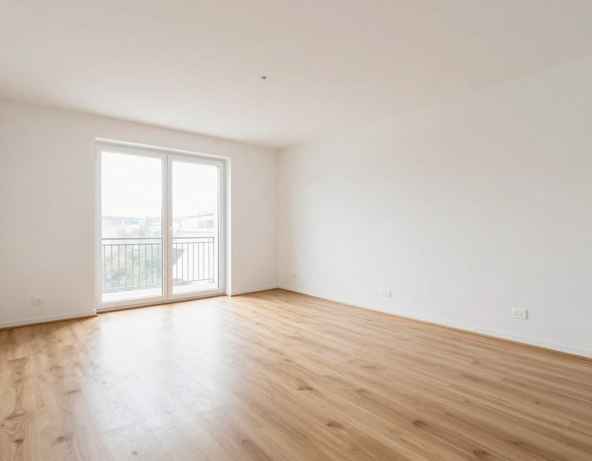 Leere Mietwohnung vor Virtual Staging -- typische Situation beim Mieterwechsel