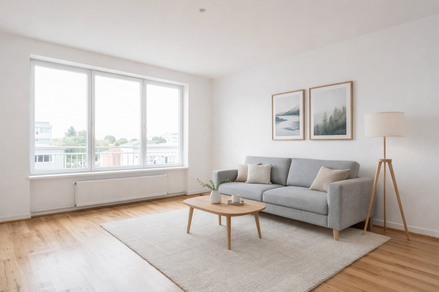 Raum nach Virtual Staging mit KI-Möblierung