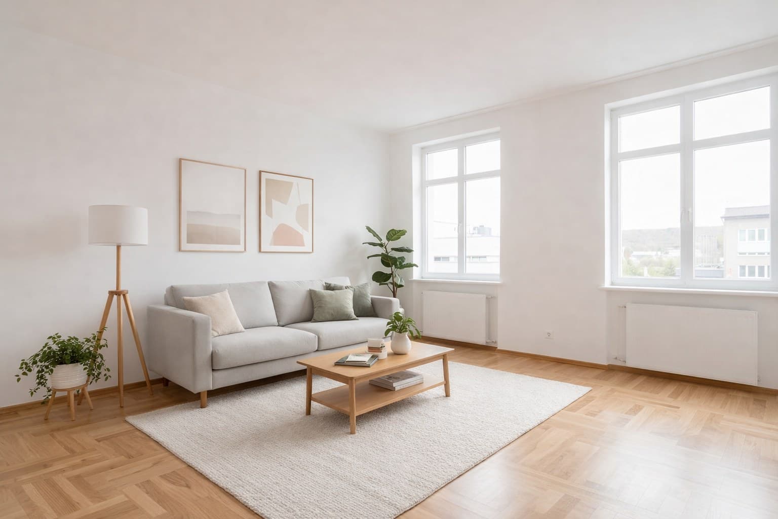 Raum nach Virtual Staging mit KI-Möblierung