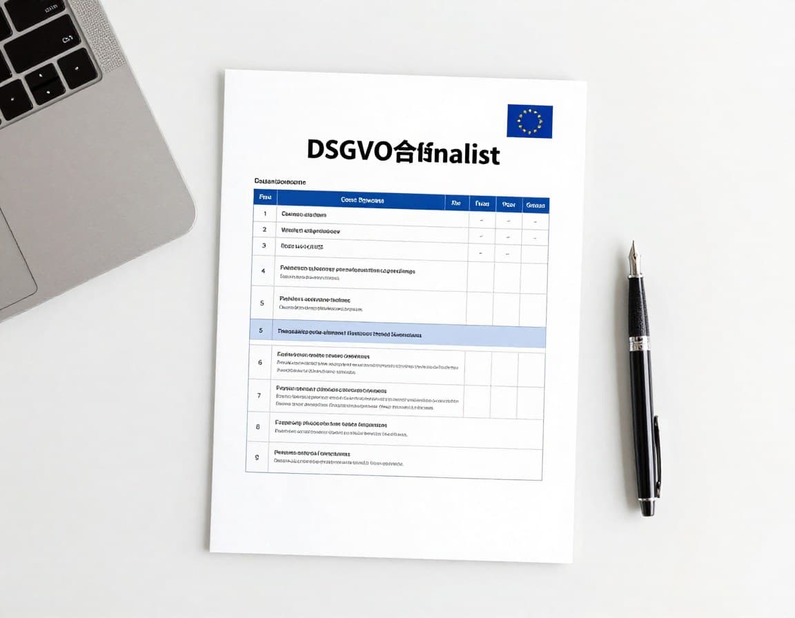 DSGVO-Compliance-Checkliste fur KI-Staging-Tools auf einem deutschen Schreibtisch
