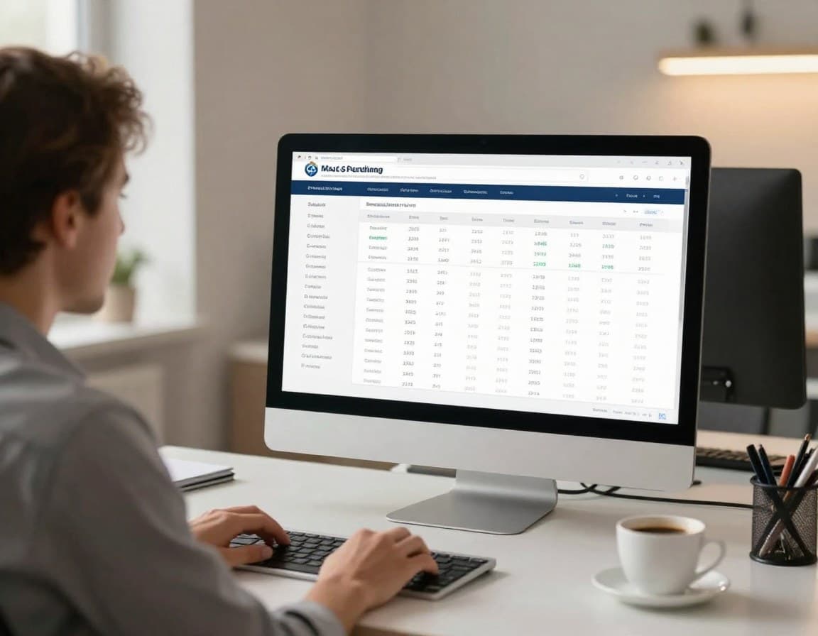 Immobilienmakler vergleicht KI-Staging-Preise am Monitor