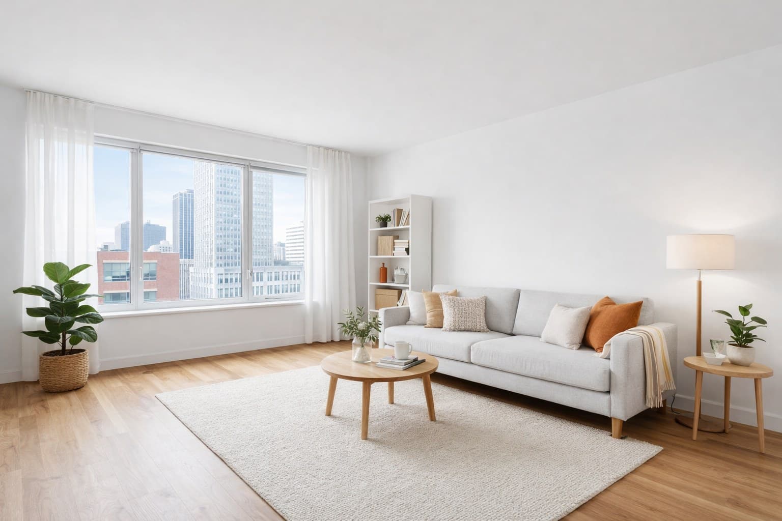 Raum nach Virtual Staging mit KI-Möblierung