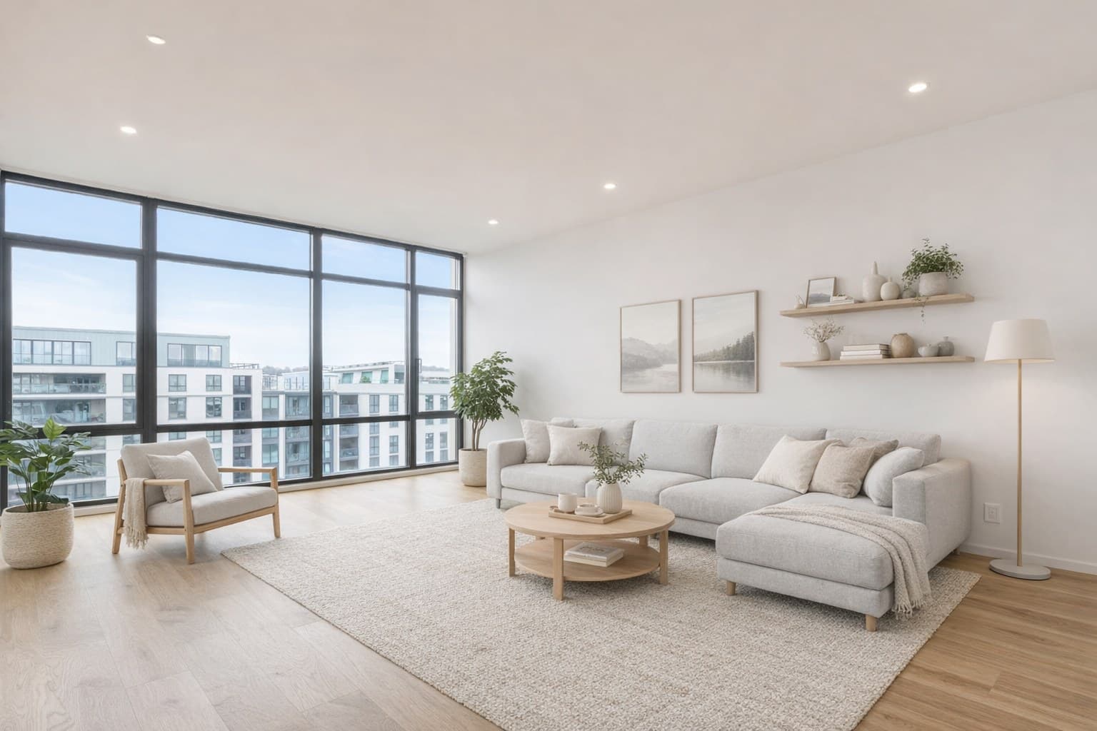 Raum nach Virtual Staging mit KI-Möblierung