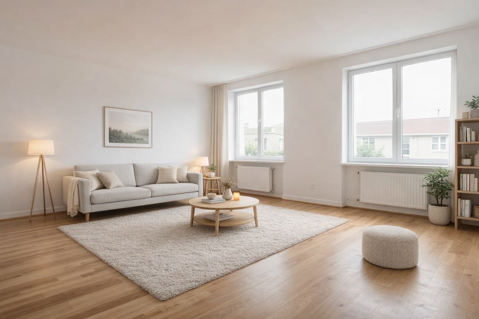 Wohnzimmer nach Virtual Staging mit ImmoStage — einladend und verkaufsfertig