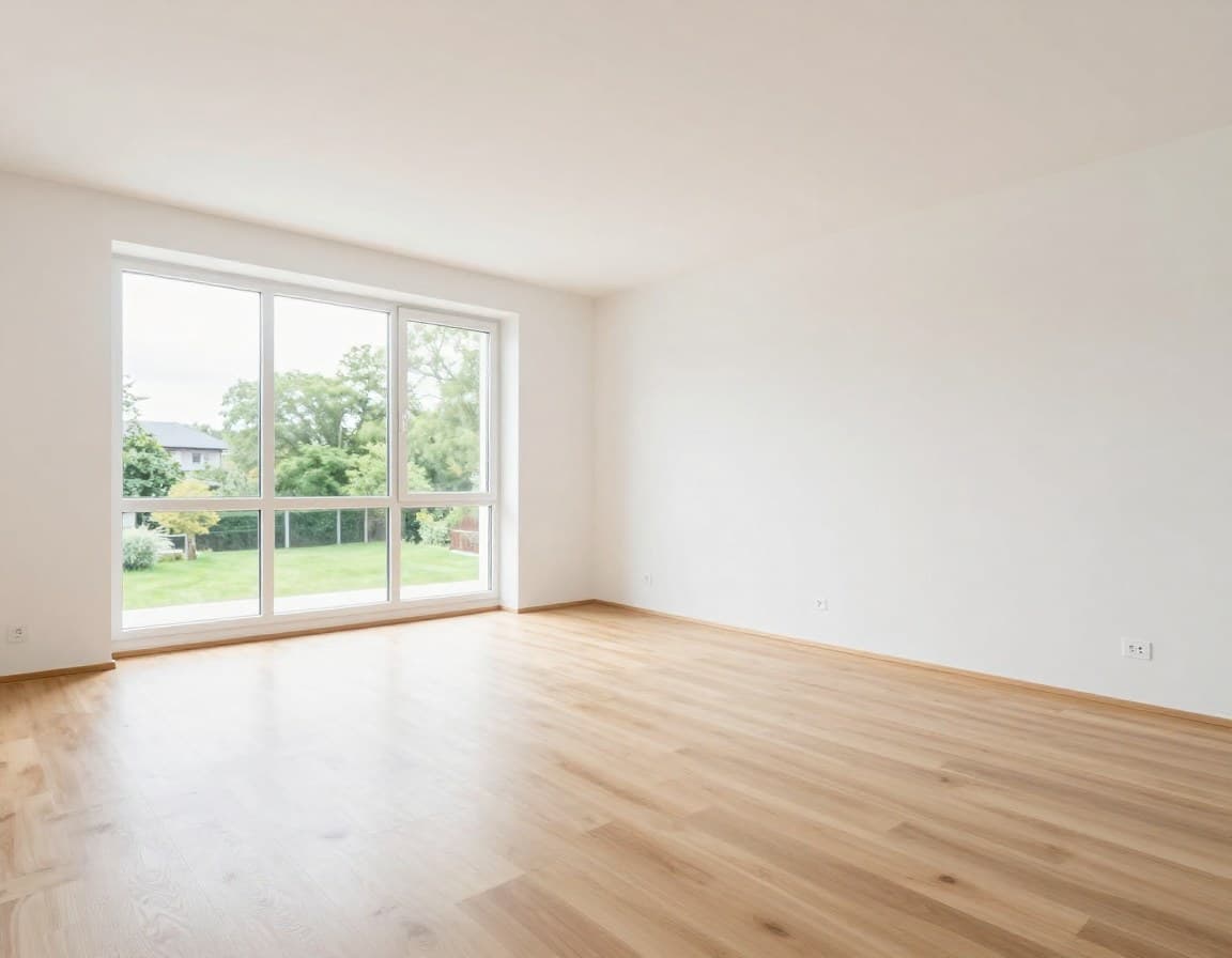 Leeres Wohnzimmer einer hessischen Wohnung vor dem Virtual Staging