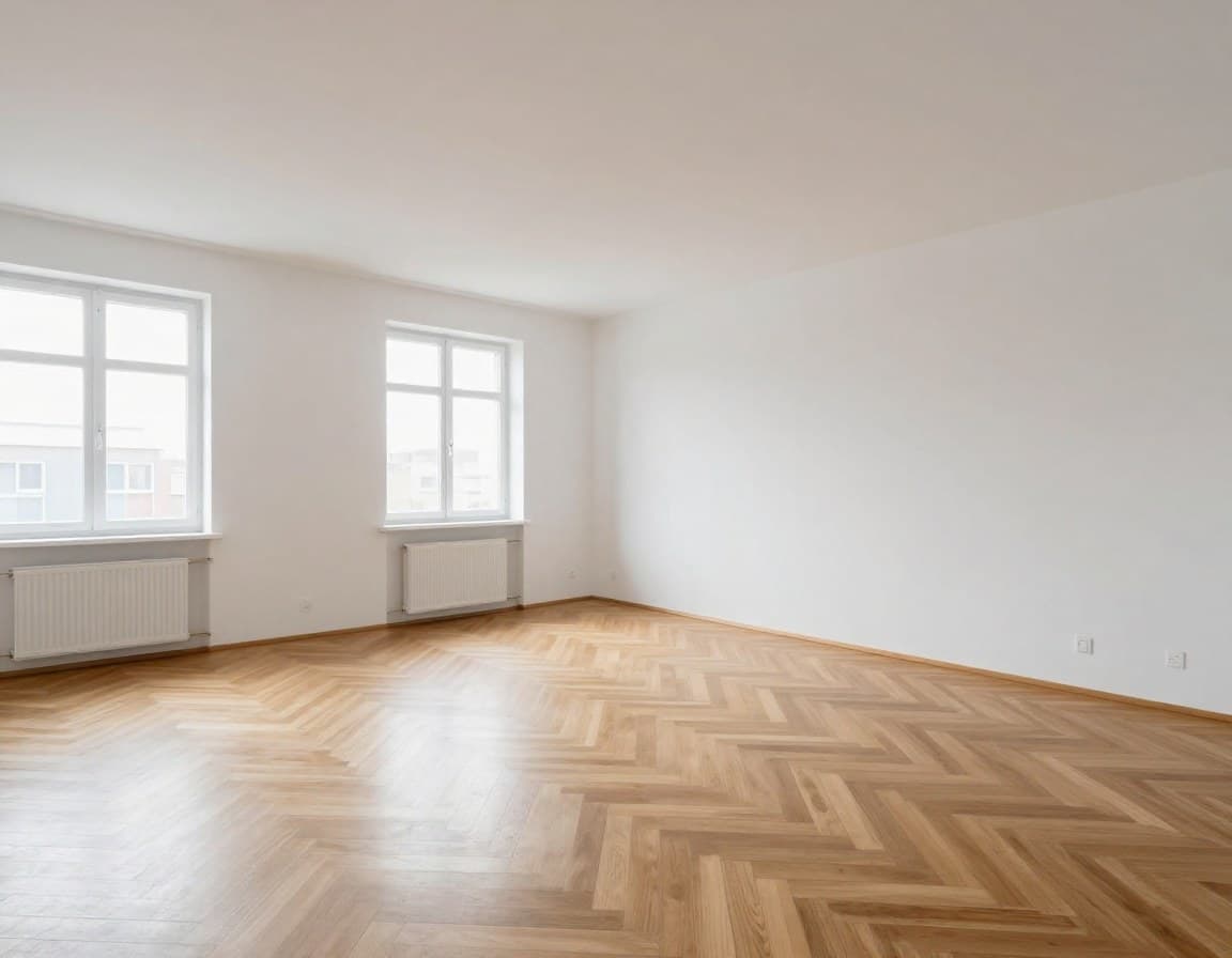 Leere Wohnung ohne Möbel mit kahlen Wänden - wirkt kalt und uninspirierend auf Käufer