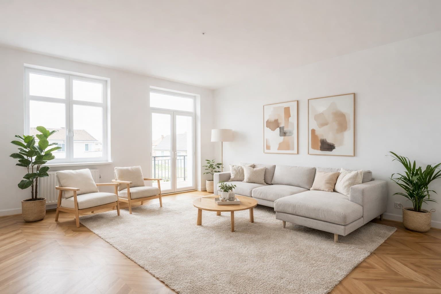 Raum nach Virtual Staging mit KI-Möblierung