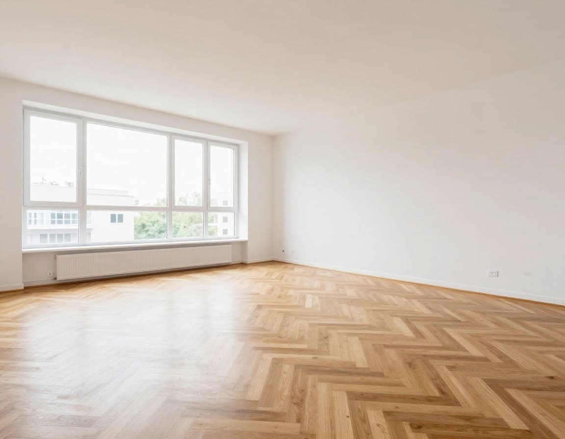 Leeres Wohnzimmer einer niedersächsischen Wohnung vor dem Virtual Staging