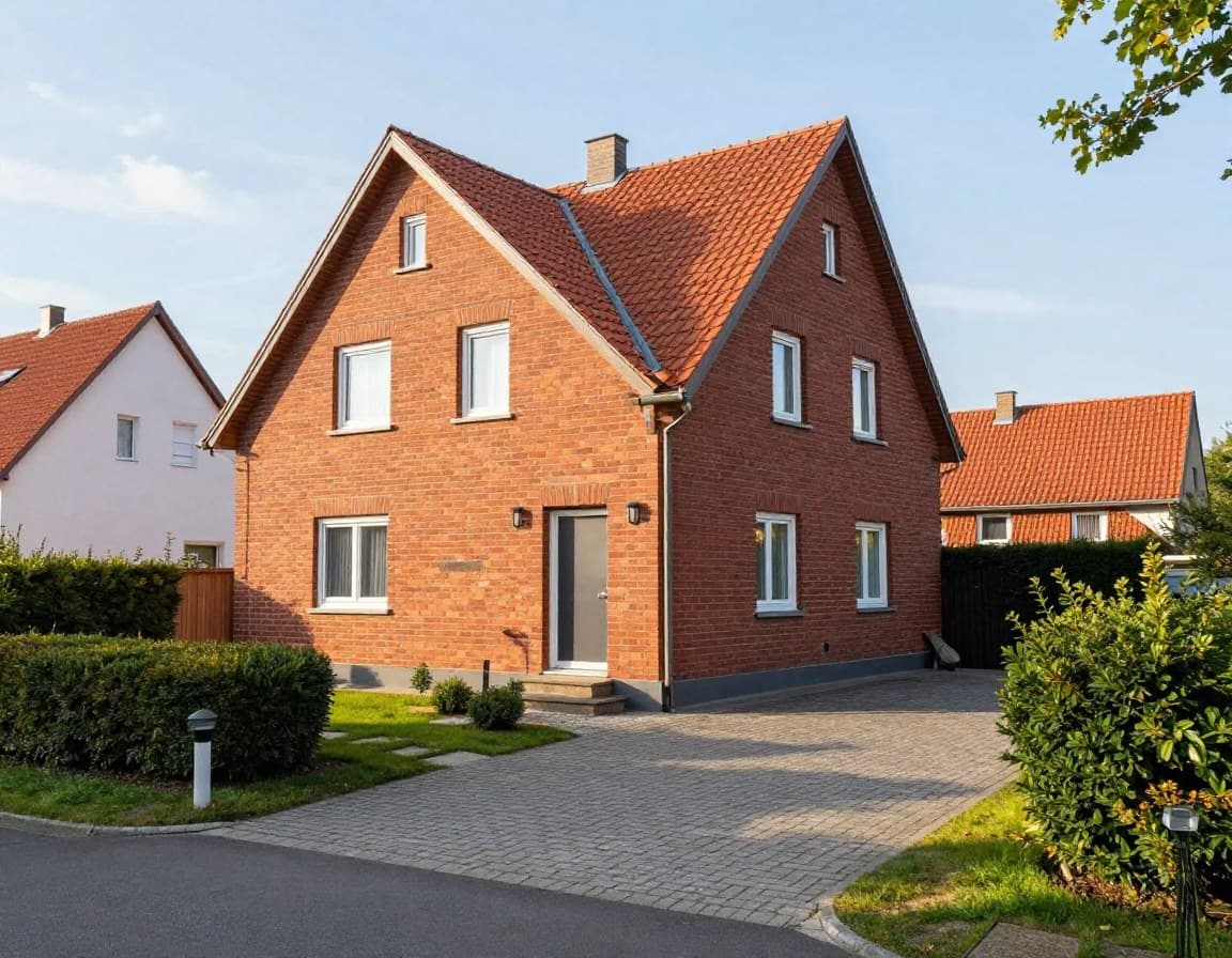 Gepflegtes deutsches Einfamilienhaus von außen bei Tageslicht zur Immobilienbewertung