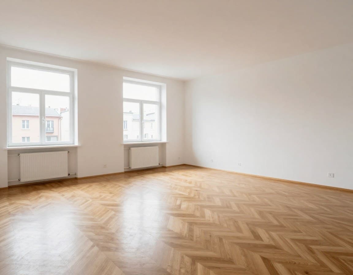 Leere Wohnung nach Auszug bei Scheidung — helle Räume, kein Mobiliar