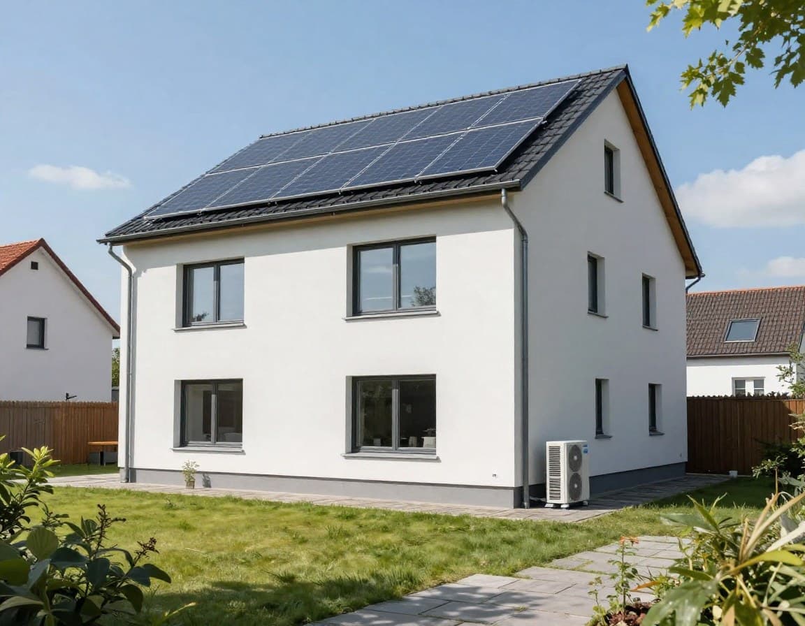Energieeffizientes Einfamilienhaus mit Solaranlage und gedämmter Fassade