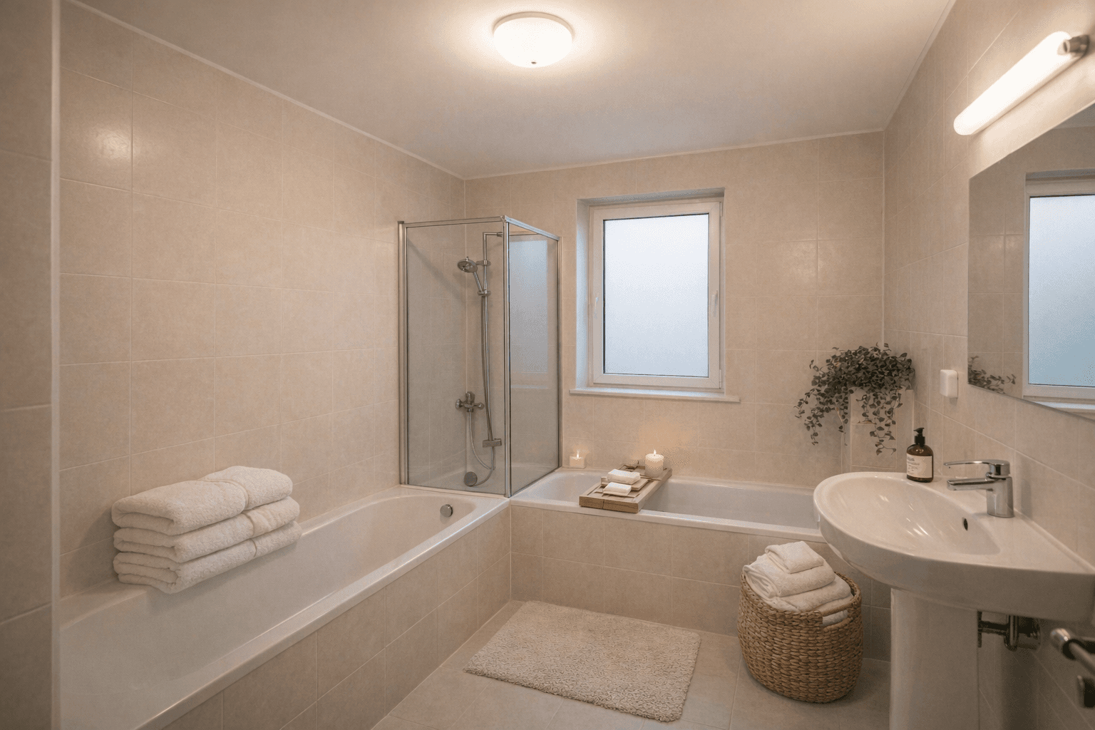 Badezimmer nach Virtual Staging mit KI-Möblierung