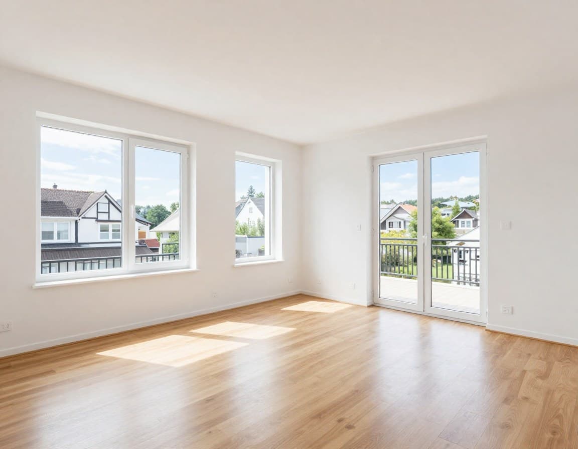 Virtuell gestagter Wohnbereich einer Ferienwohnung mit einladender Einrichtung