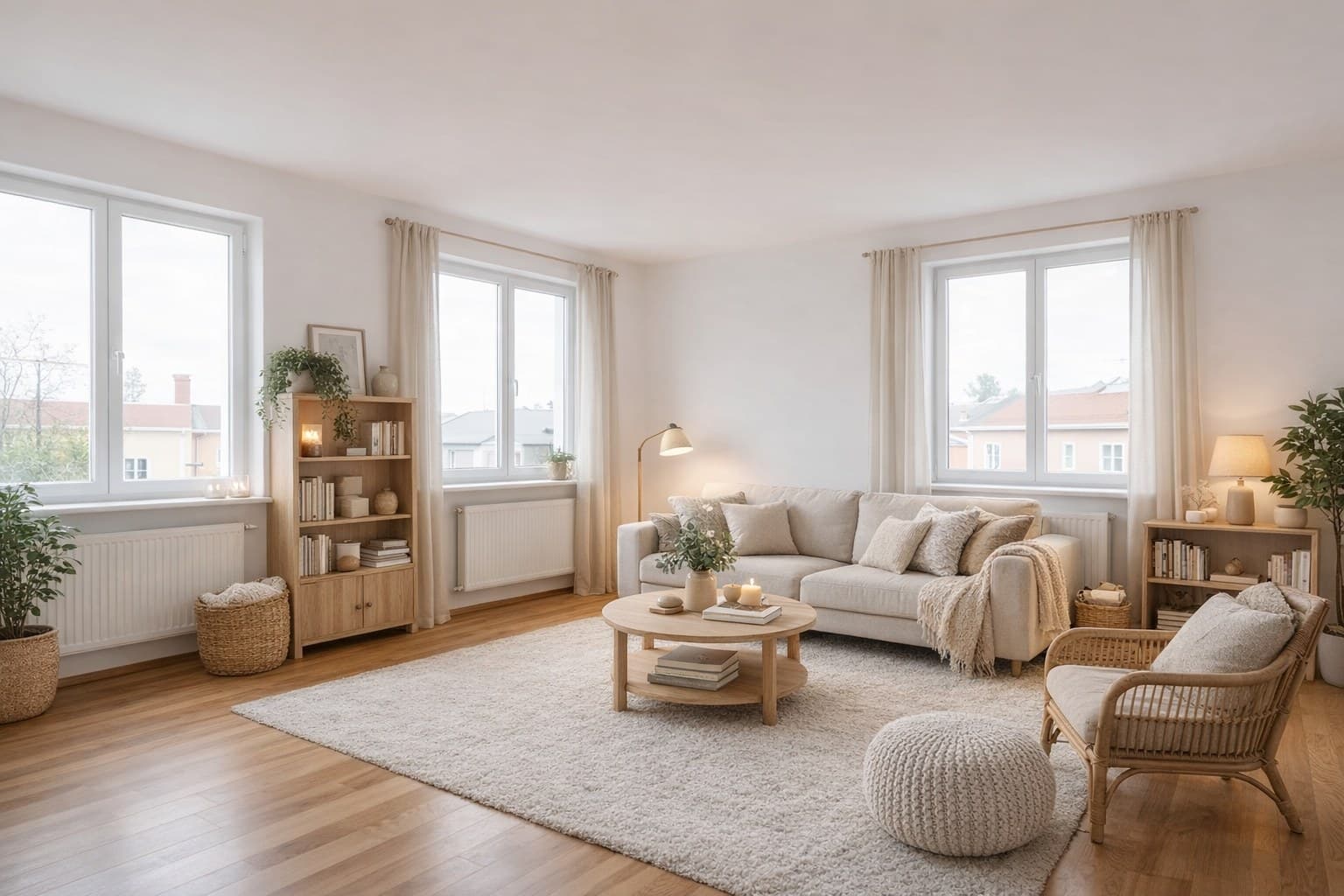 Ferienwohnung nach Virtual Staging mit gemütlicher Einrichtung