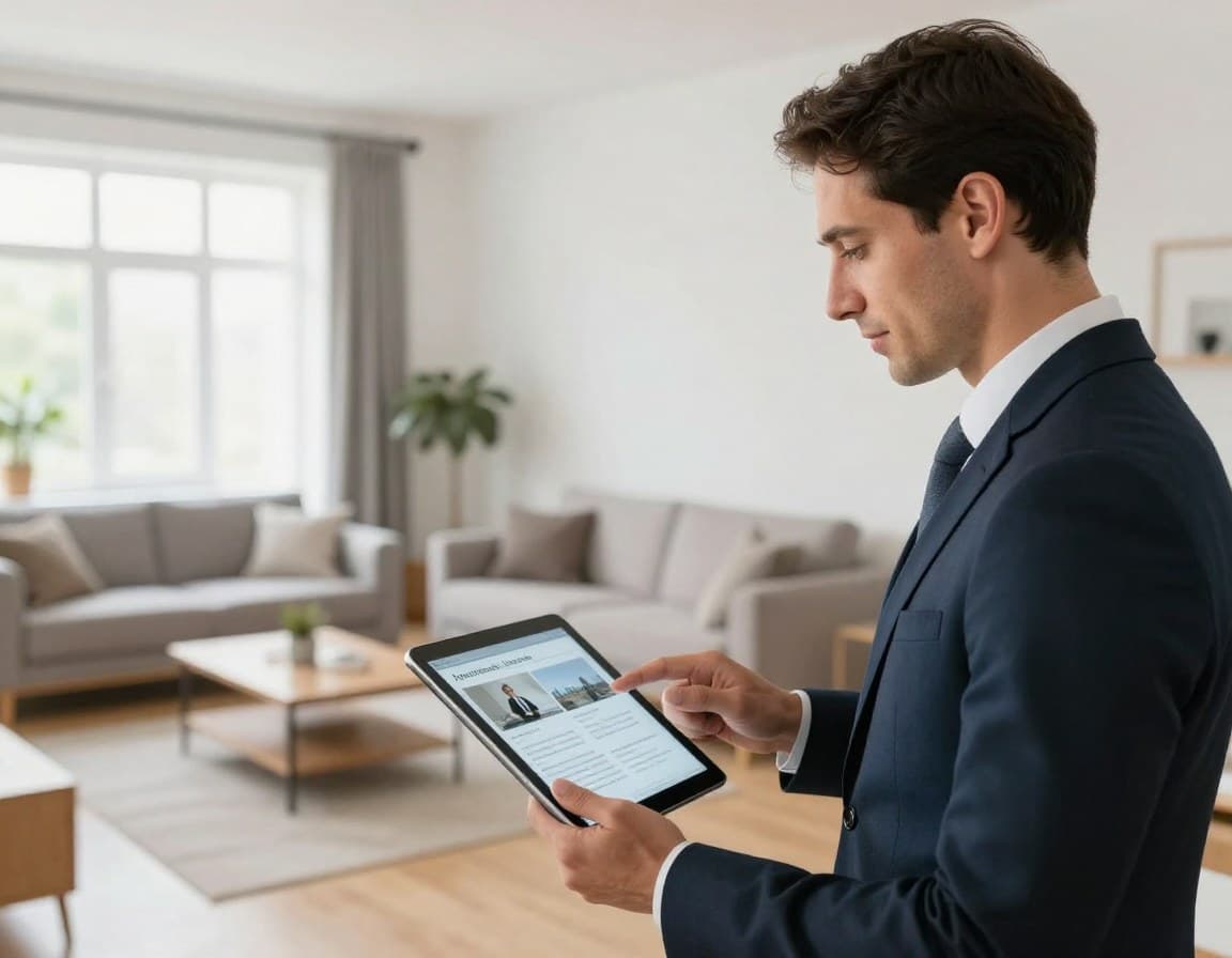 Immobilienmakler nutzt Virtual Staging fuer professionelle Inserate