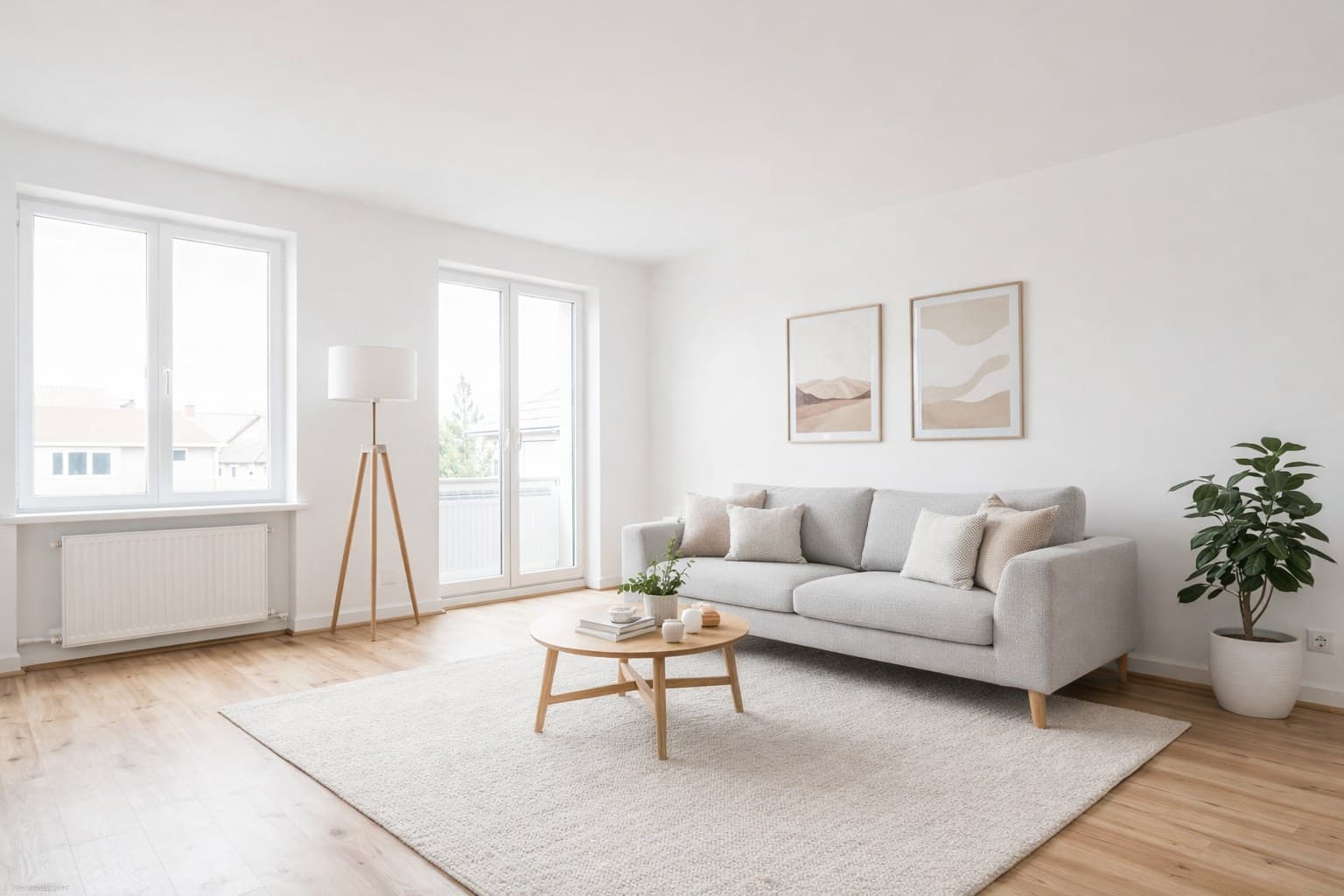 Wohnung nach Virtual Staging mit modernen Moebeln