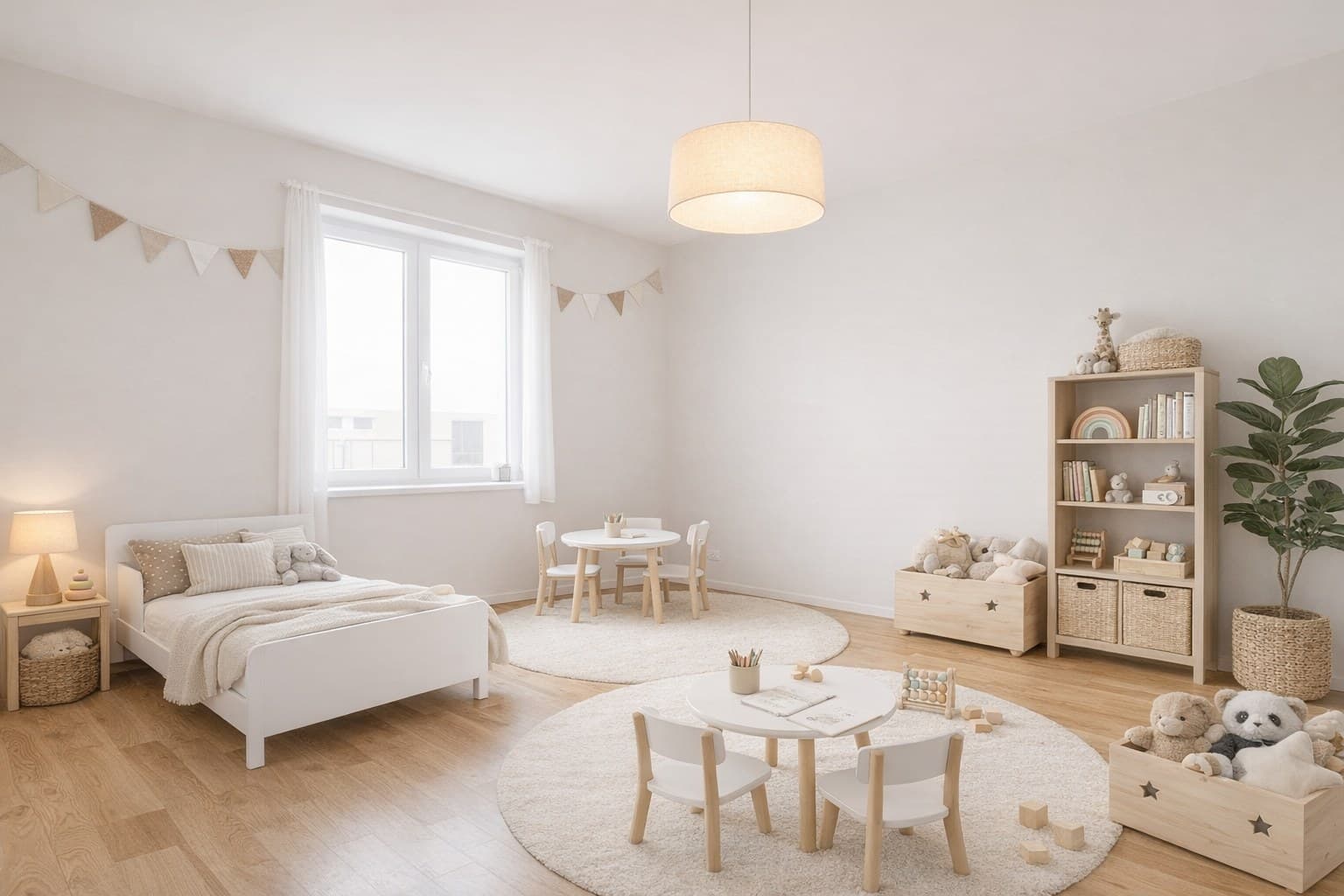 Kinderzimmer nach Virtual Staging mit KI-Möblierung