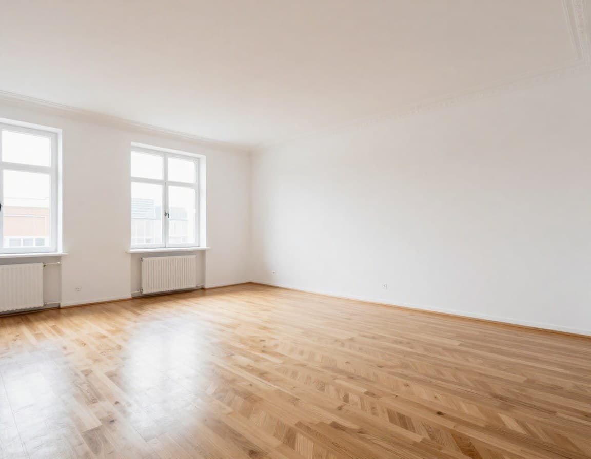 Leerer Altbau-Raum vor klassischem Virtual Staging