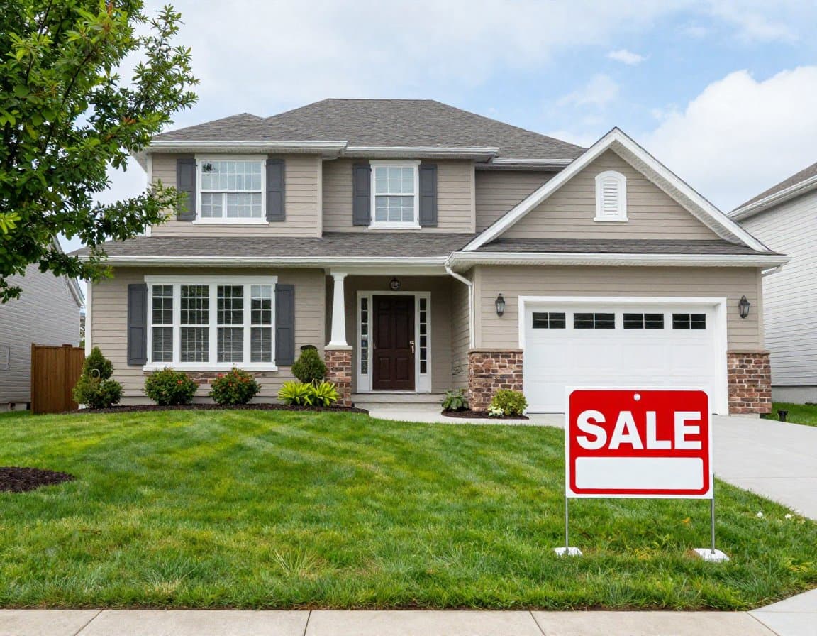 Außenansicht eines leeren Hauses zum Verkauf