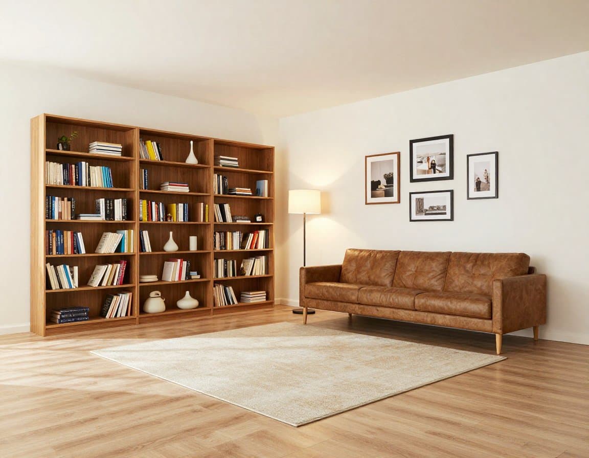 Wohnzimmer eines leeren Hauses nach Virtual Staging