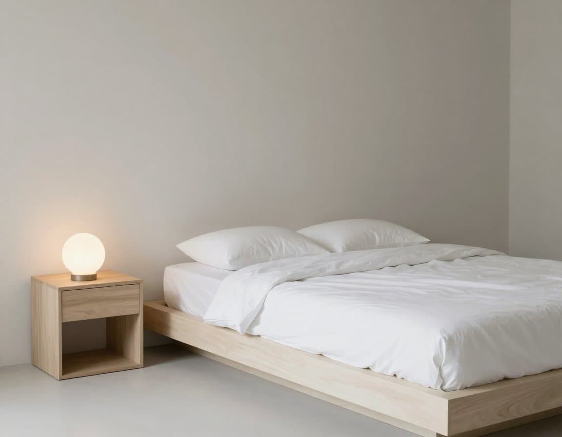 Minimalistisch gestagetes Schlafzimmer