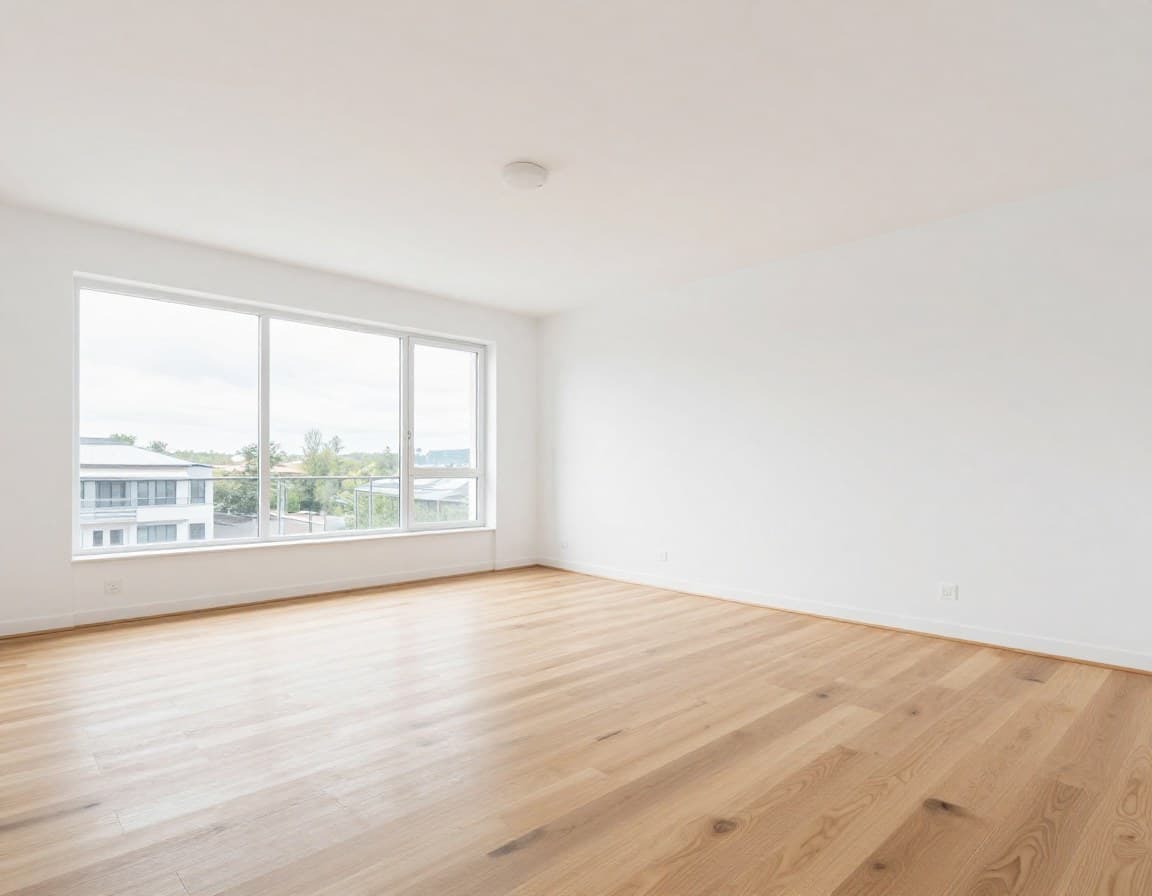 Leerer Raum vor minimalistischem Virtual Staging