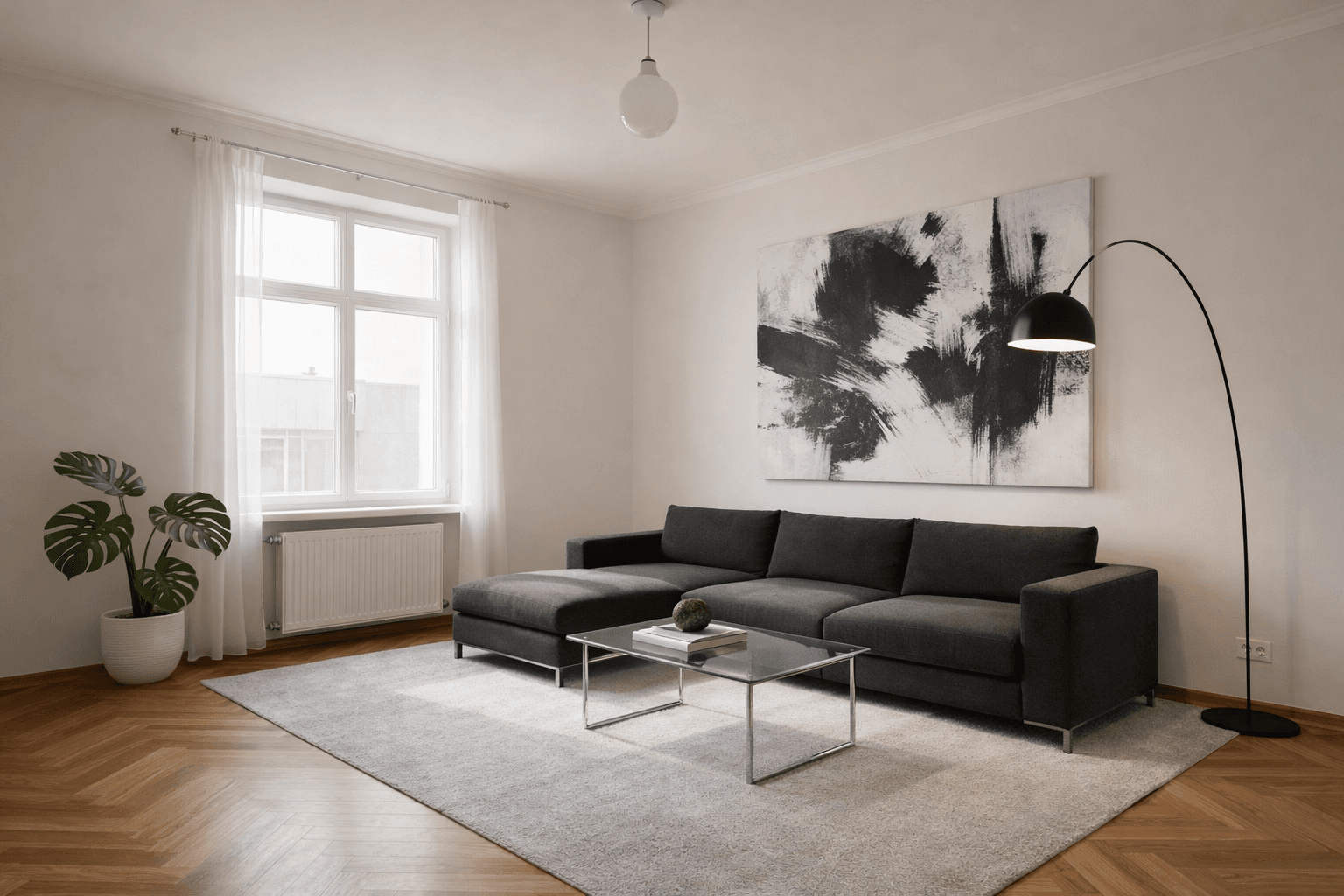 Raum nach Virtual Staging mit KI-Möblierung
