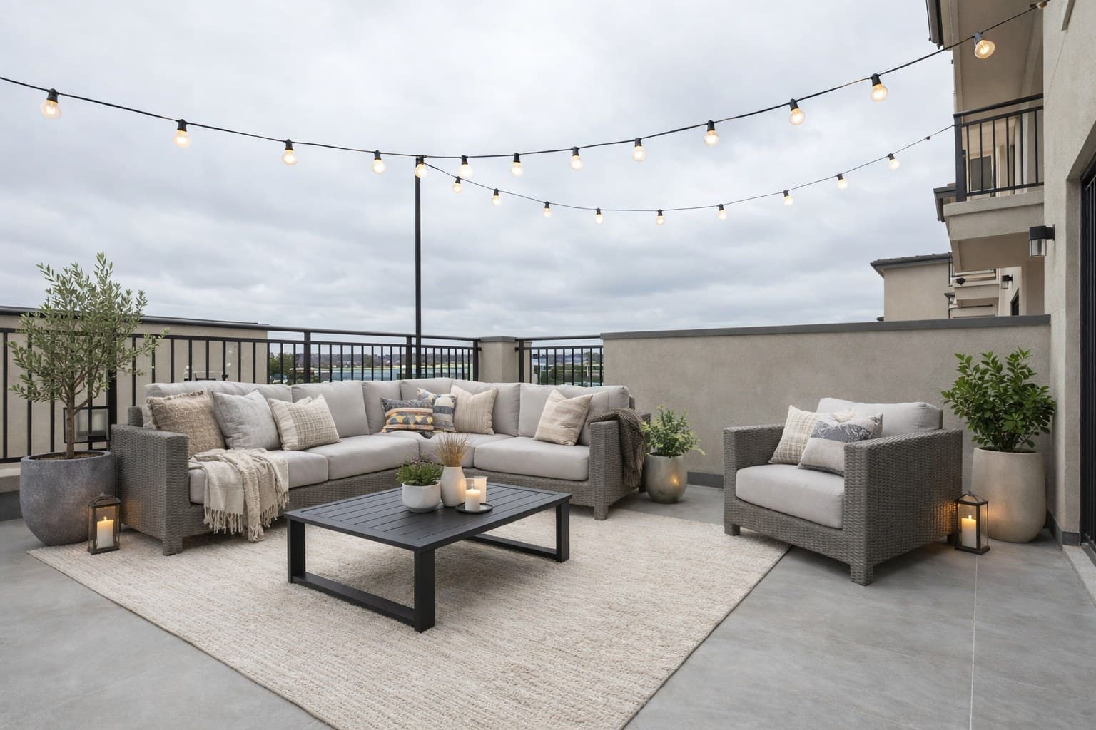 Terrasse nach Virtual Staging mit KI-Möblierung