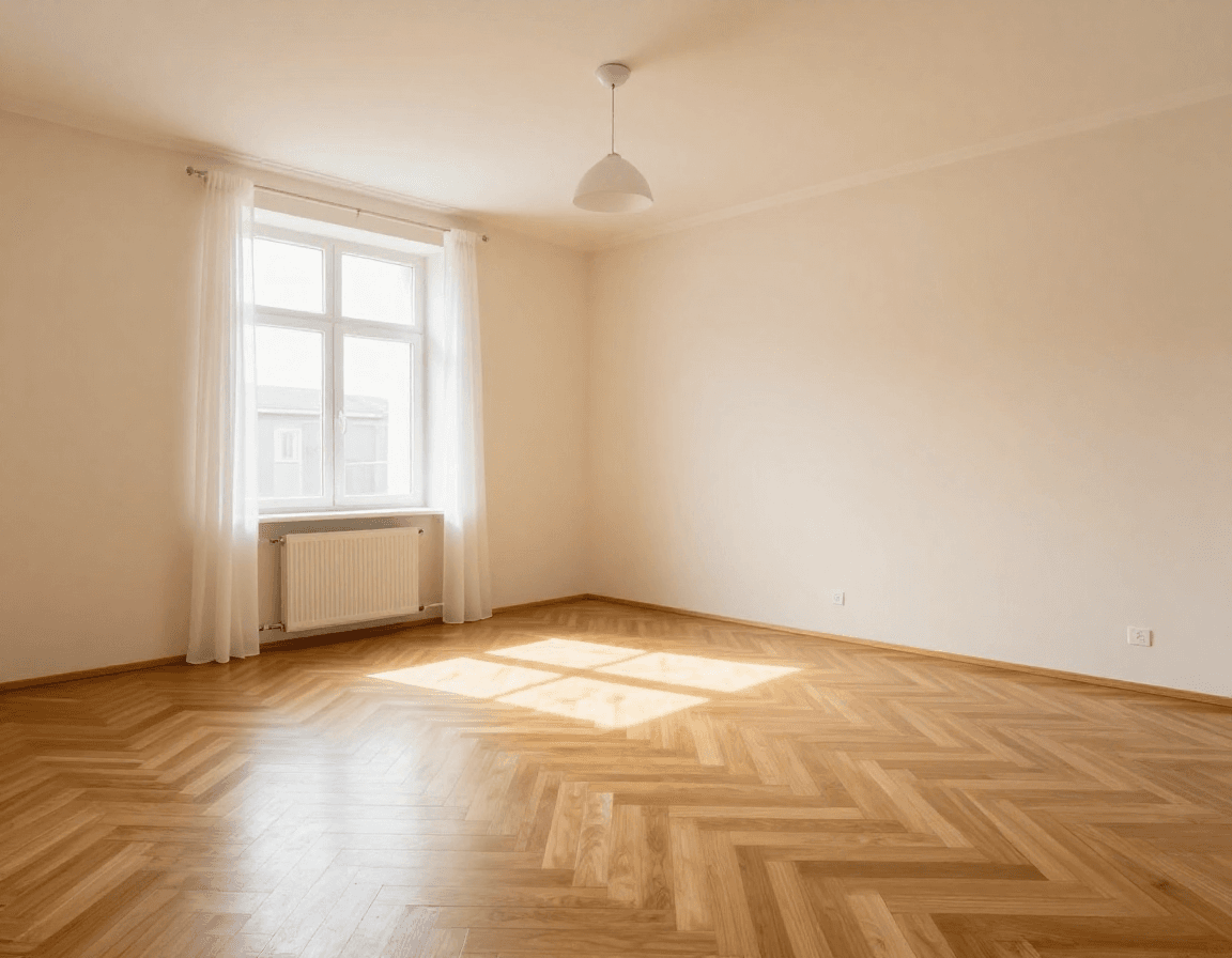 Leere Altbauwohnung München-Schwabing vor Virtual Staging