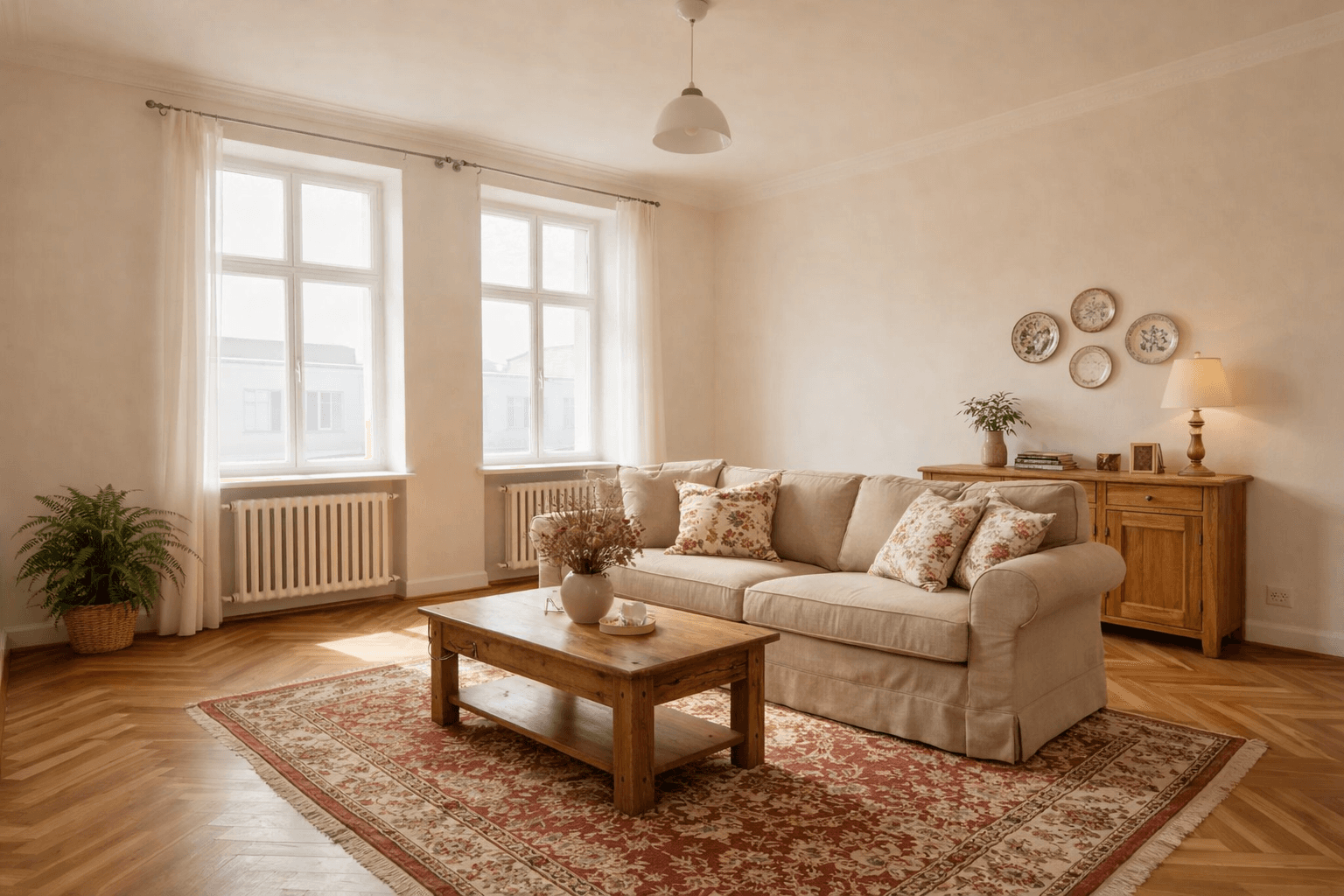 Wohnzimmer im Landhausstil gestaged