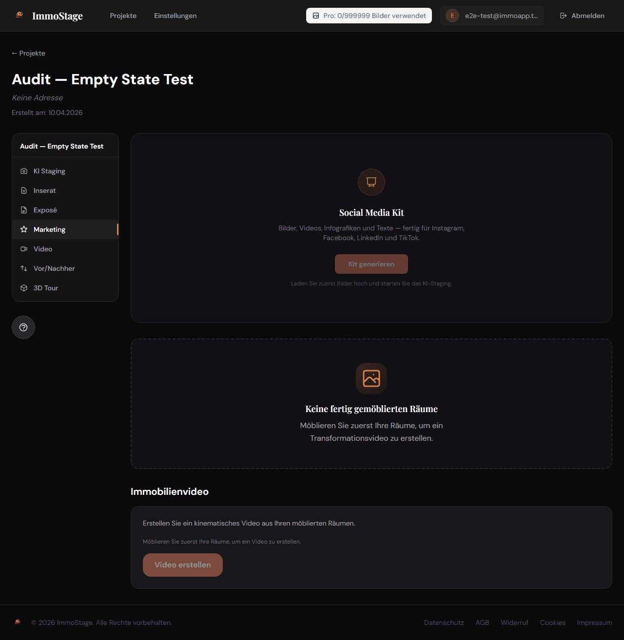 ImmoStage Marketing-Tab — Social-Media-Kit generieren