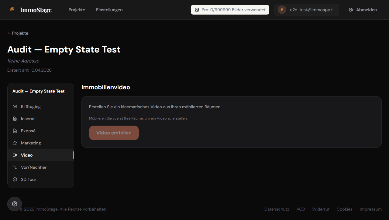 Fertiges Immobilienvideo im ImmoStage-Dashboard, wie es die Download-Website nach generate_marketing liefert