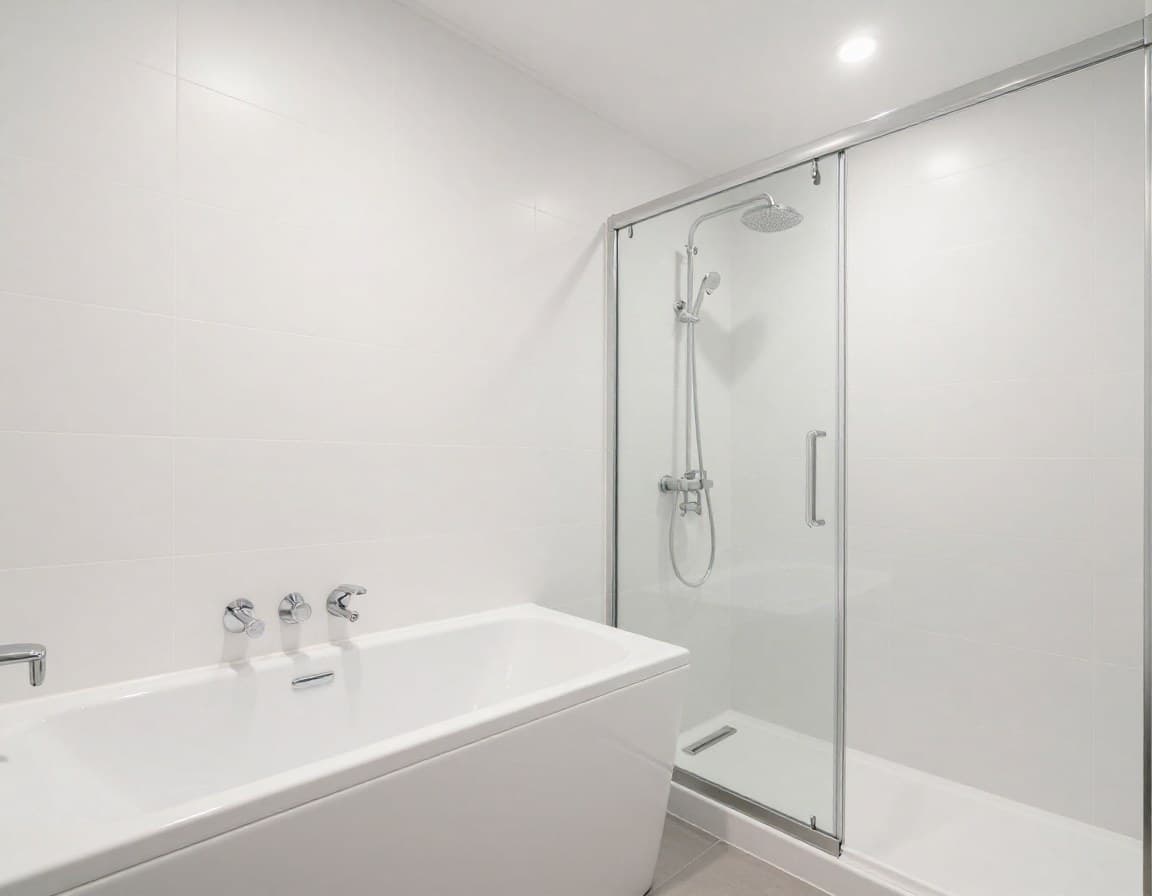 Leeres Badezimmer vor dem Virtual Staging über den ImmoStage MCP-Connector im Claude-Chat (Vorher)