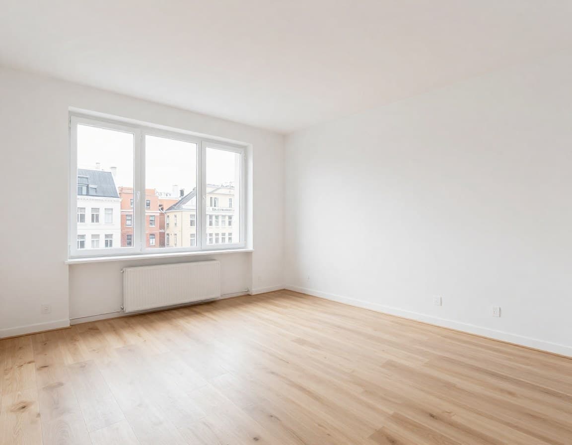 Leeres europäisches Wohnzimmer vor dem virtuellen Staging — Apply Design Alternative ImmoStage
