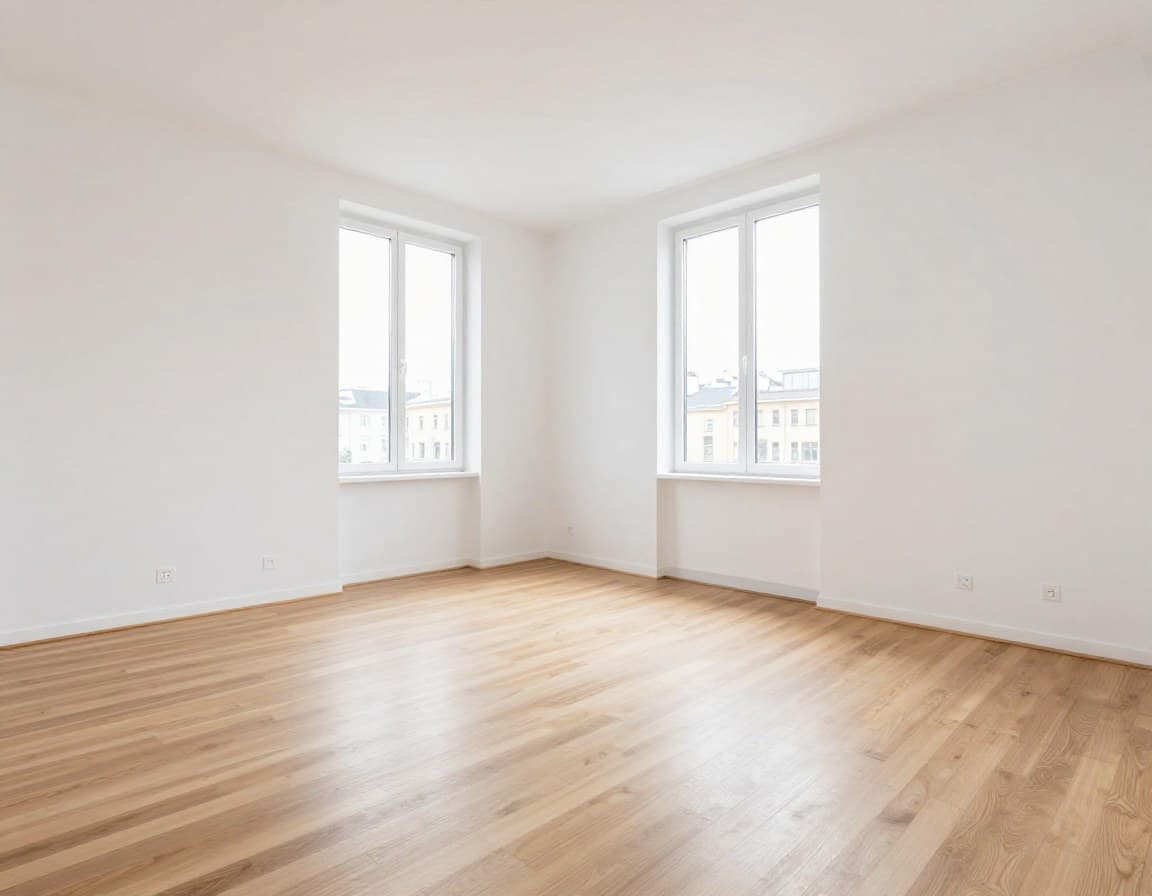 Leeres Wohnzimmer vor dem virtuellen Staging — Home Staging Kosten Vergleich physisch vs KI