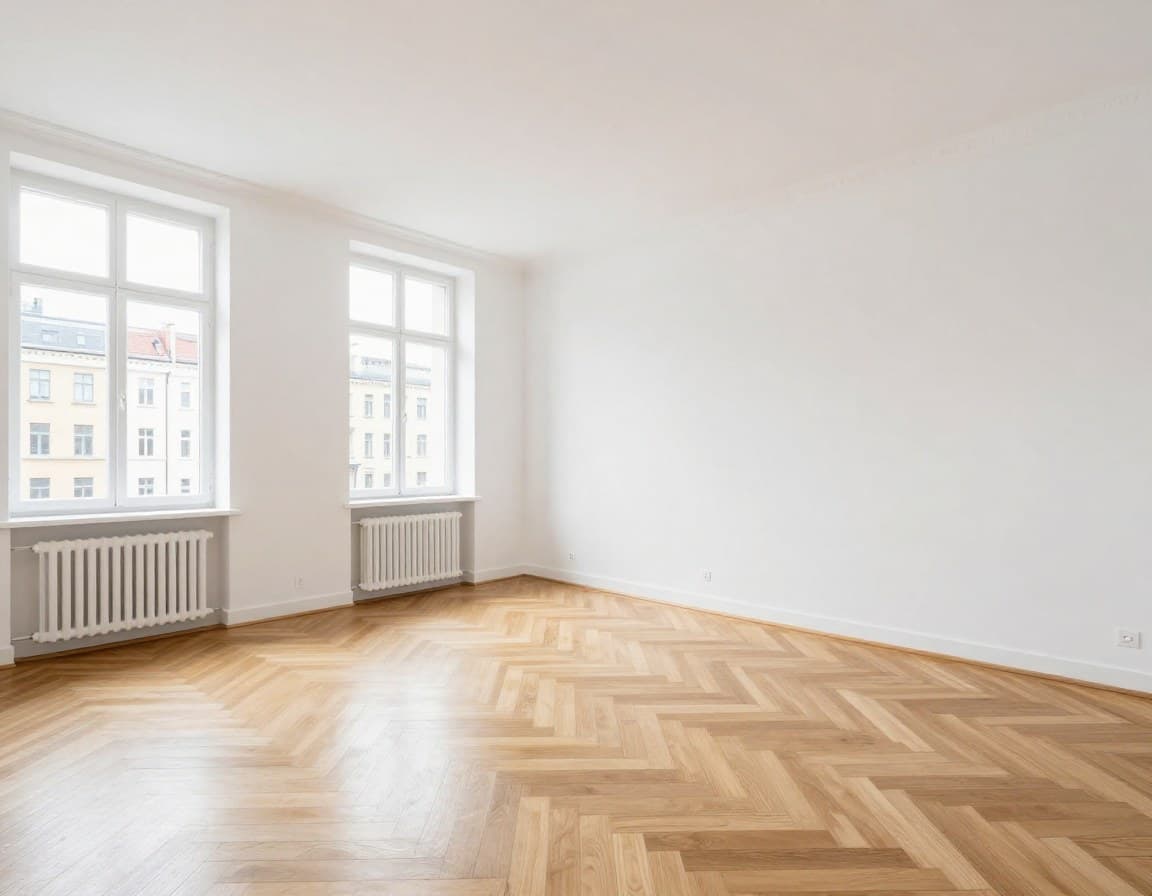 Leere Berliner Wohnung bereit für virtuelles Staging — Space Renovator Alternative