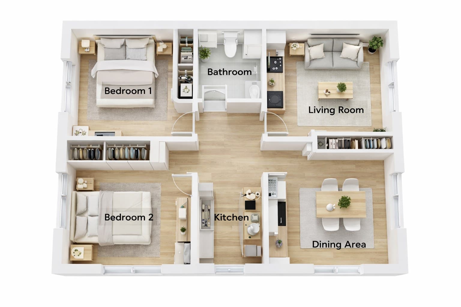 Raum nach Virtual Staging mit KI-Möblierung