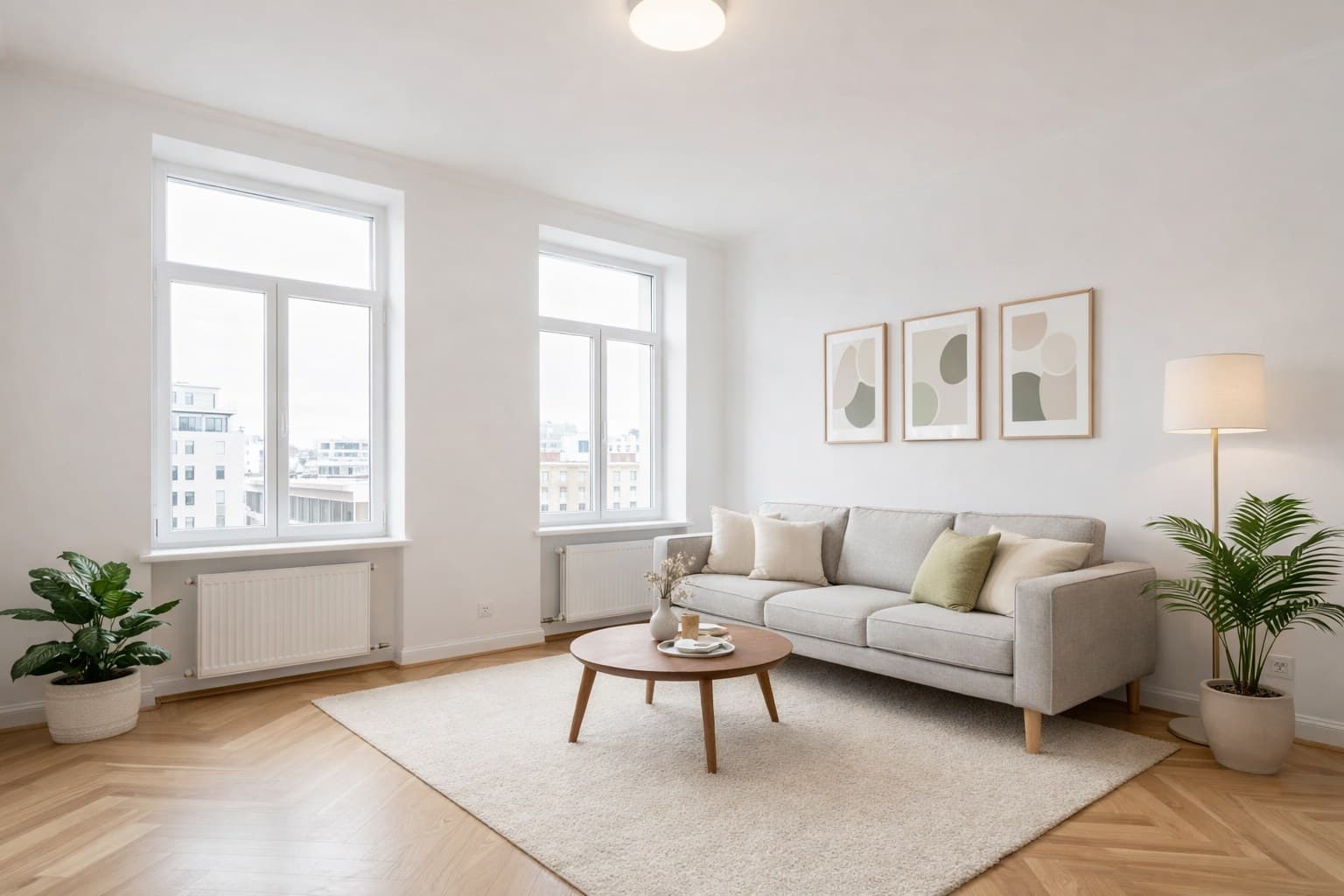 Raum nach Virtual Staging mit KI-Möblierung