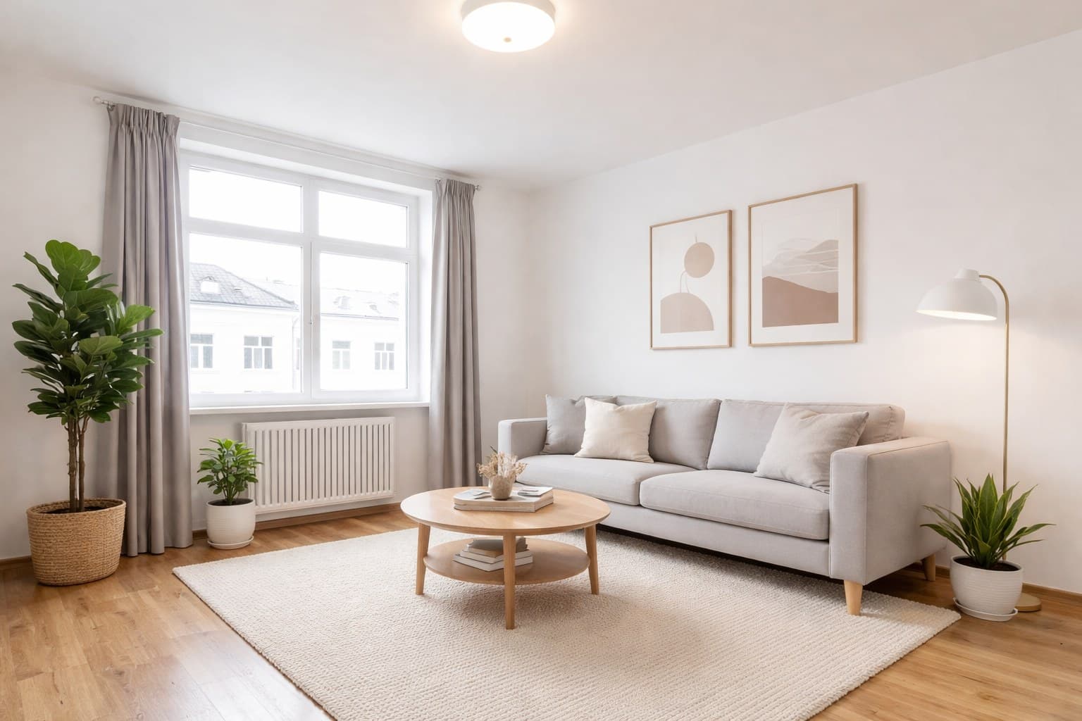 Raum nach Virtual Staging mit KI-Möblierung